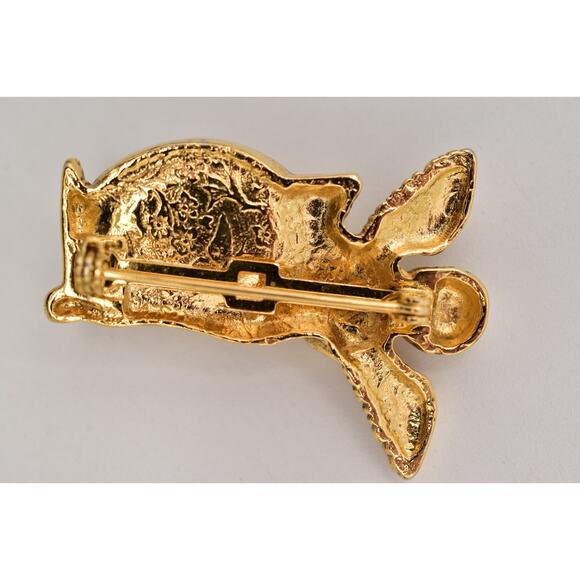 Vatican Library Vintage Angel Cherub Locket Pin Brooch Red Cabochon Signed BinBI - Picture 11 of 12